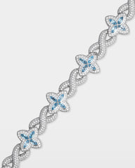 Aquamarine Clover & Infinity Diamond Link Bracelet