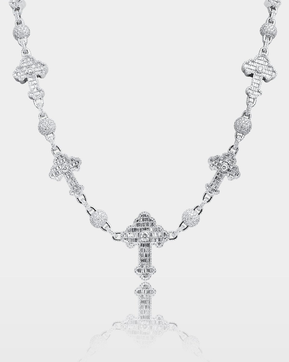 Cross & Ball Diamond Link Chain