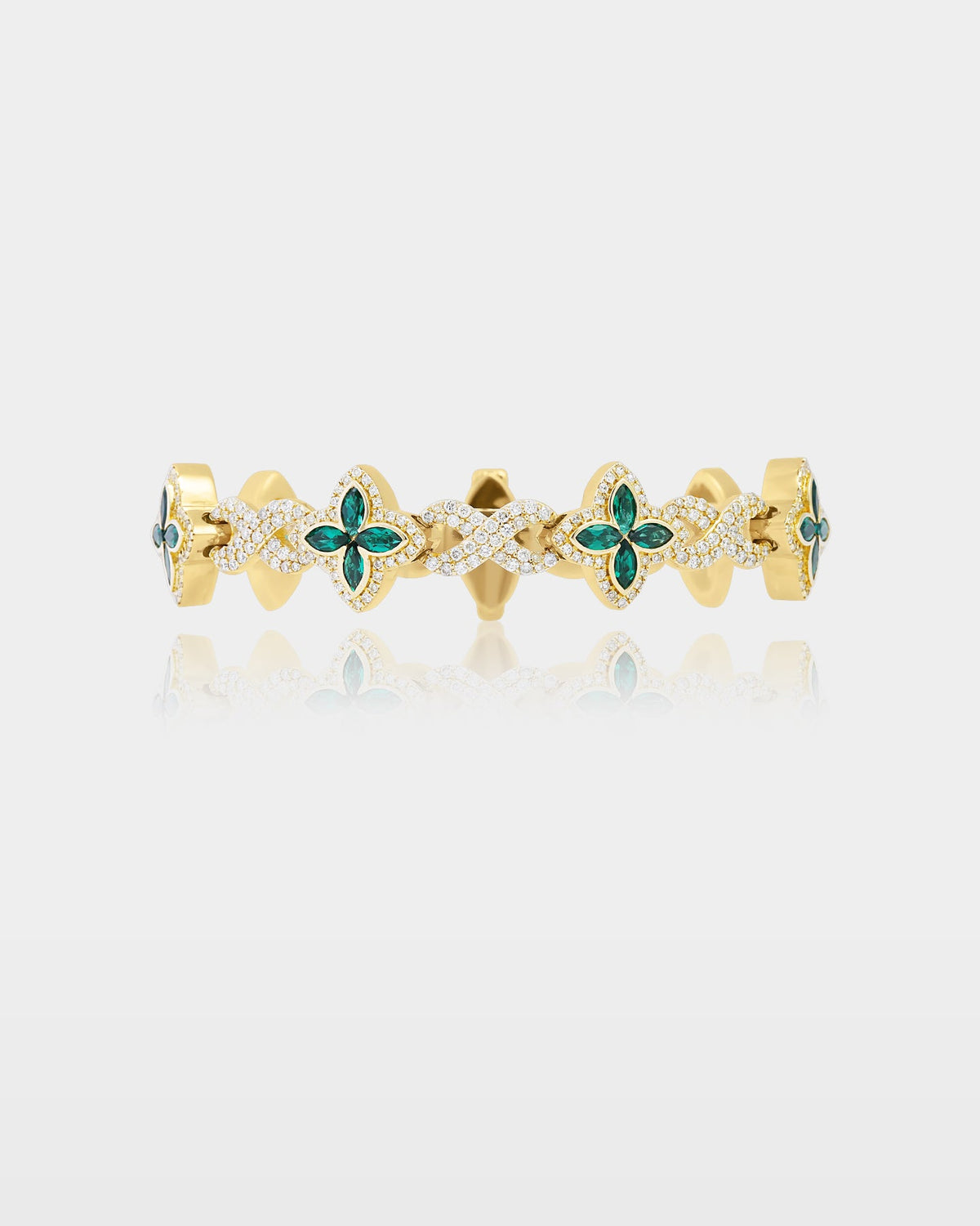 Emerald Clover & Infinity Diamond Link Bracelet