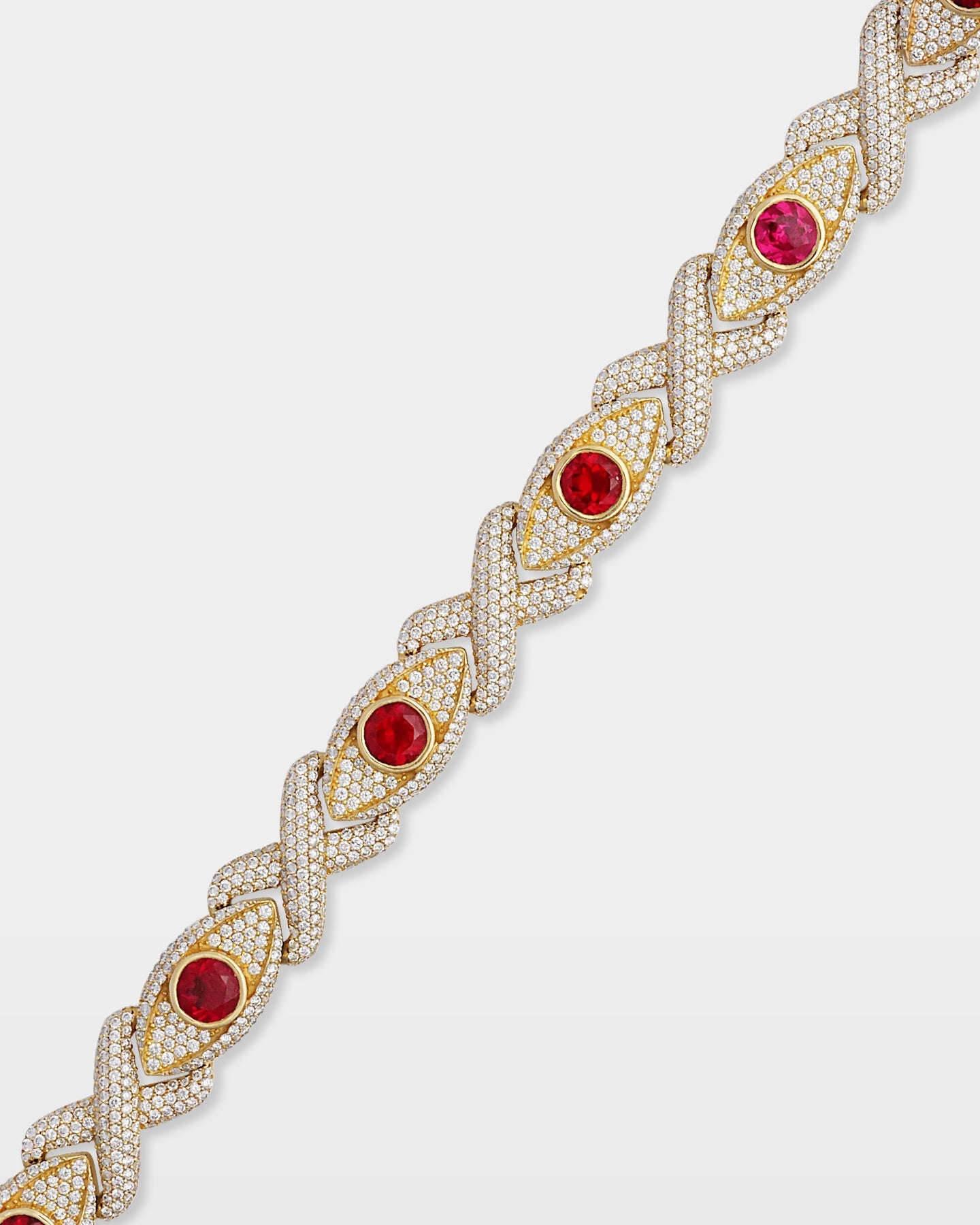 Red Ruby Eye & Infinity Diamond Bracelet