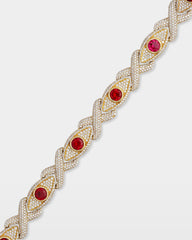 Red Ruby Eye & Infinity Diamond Bracelet