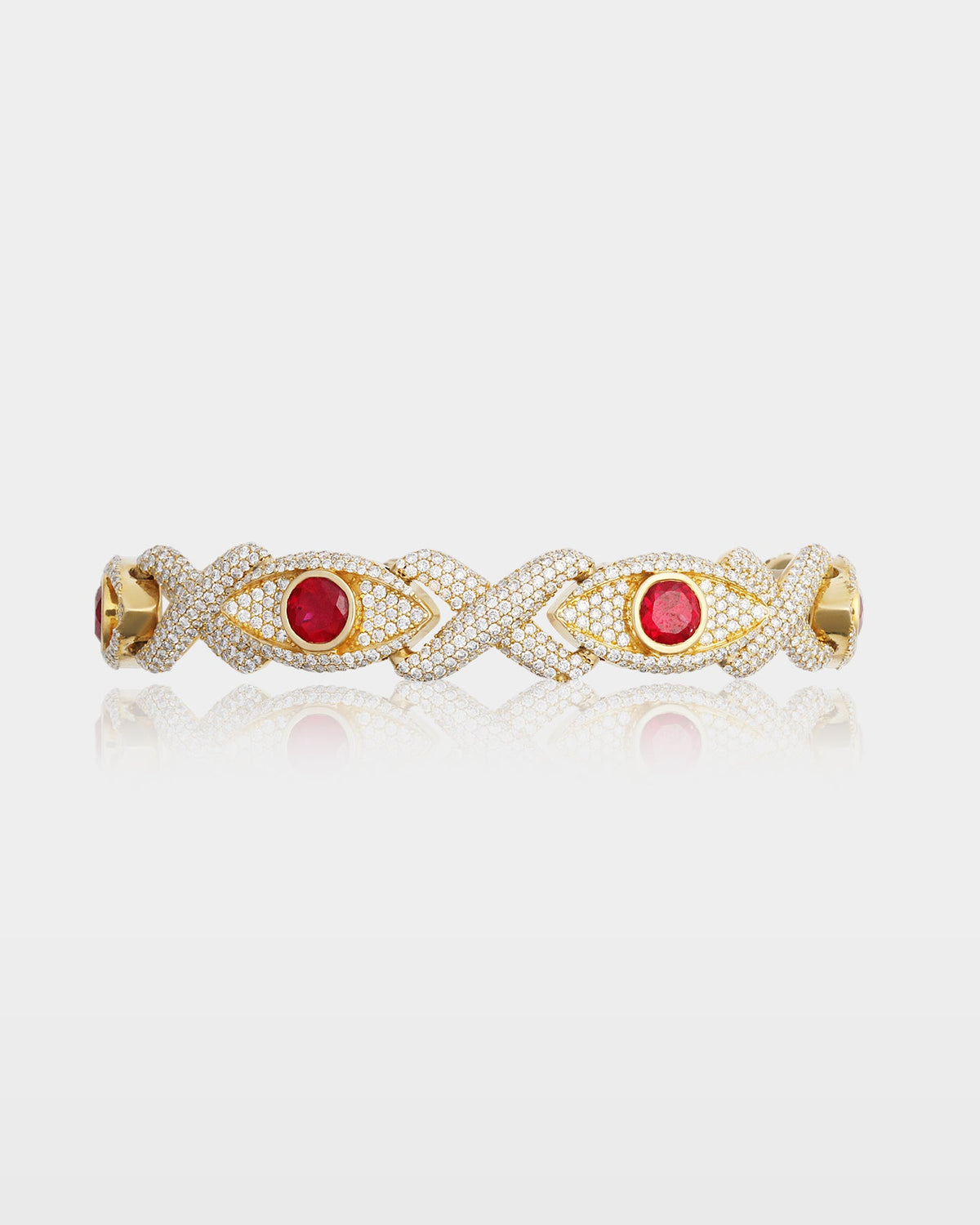 Red Ruby Eye & Infinity Diamond Bracelet