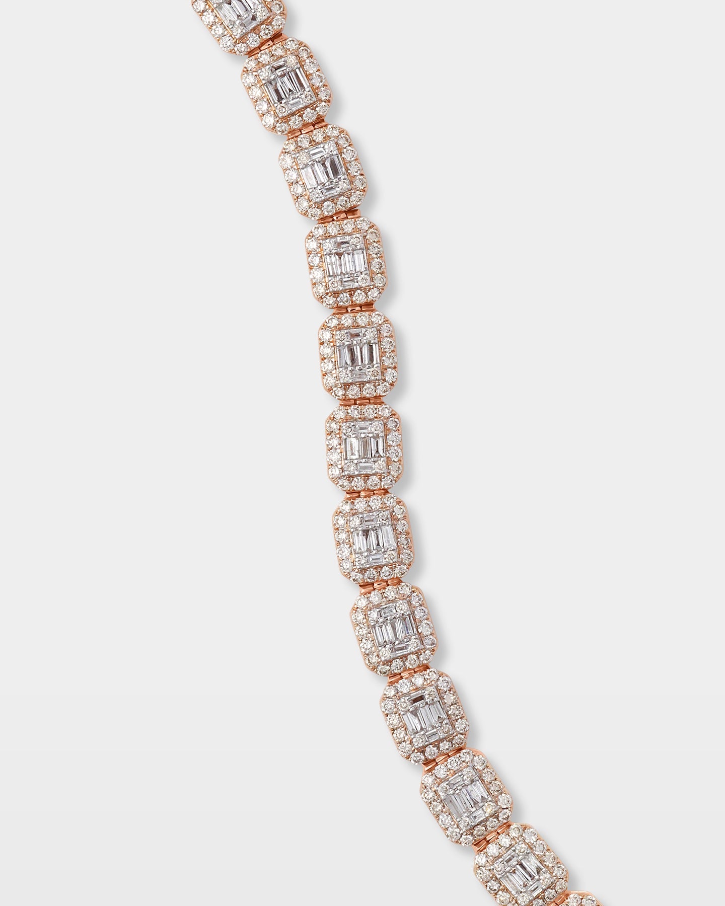 Round & Baguette Diamond Link Bracelet