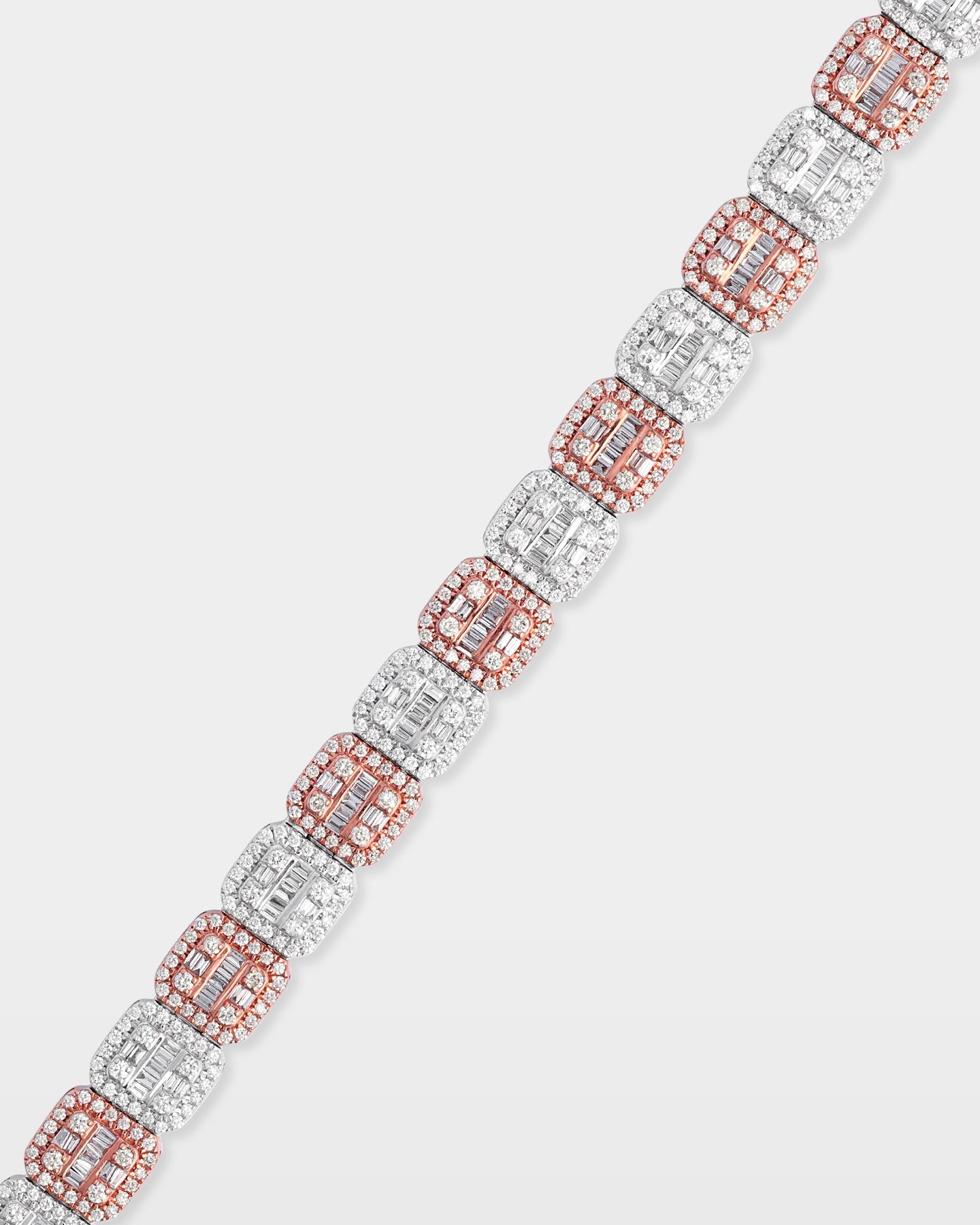Two-Tone Square Halo Diamond Bracelet