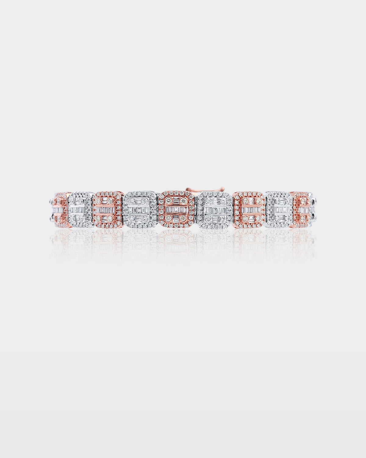 Two-Tone Square Halo Diamond Bracelet