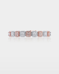 Two-Tone Square Halo Diamond Bracelet