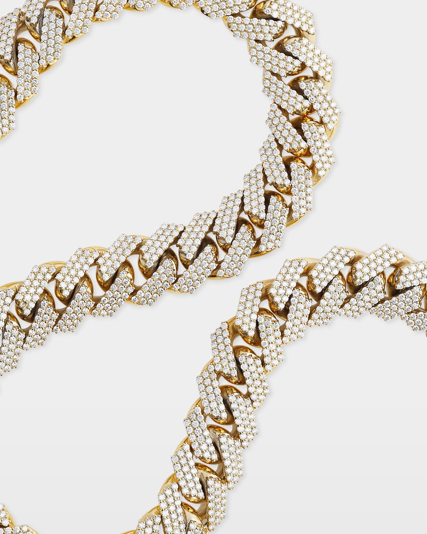 Three Row Diamond Cuban Link Chain