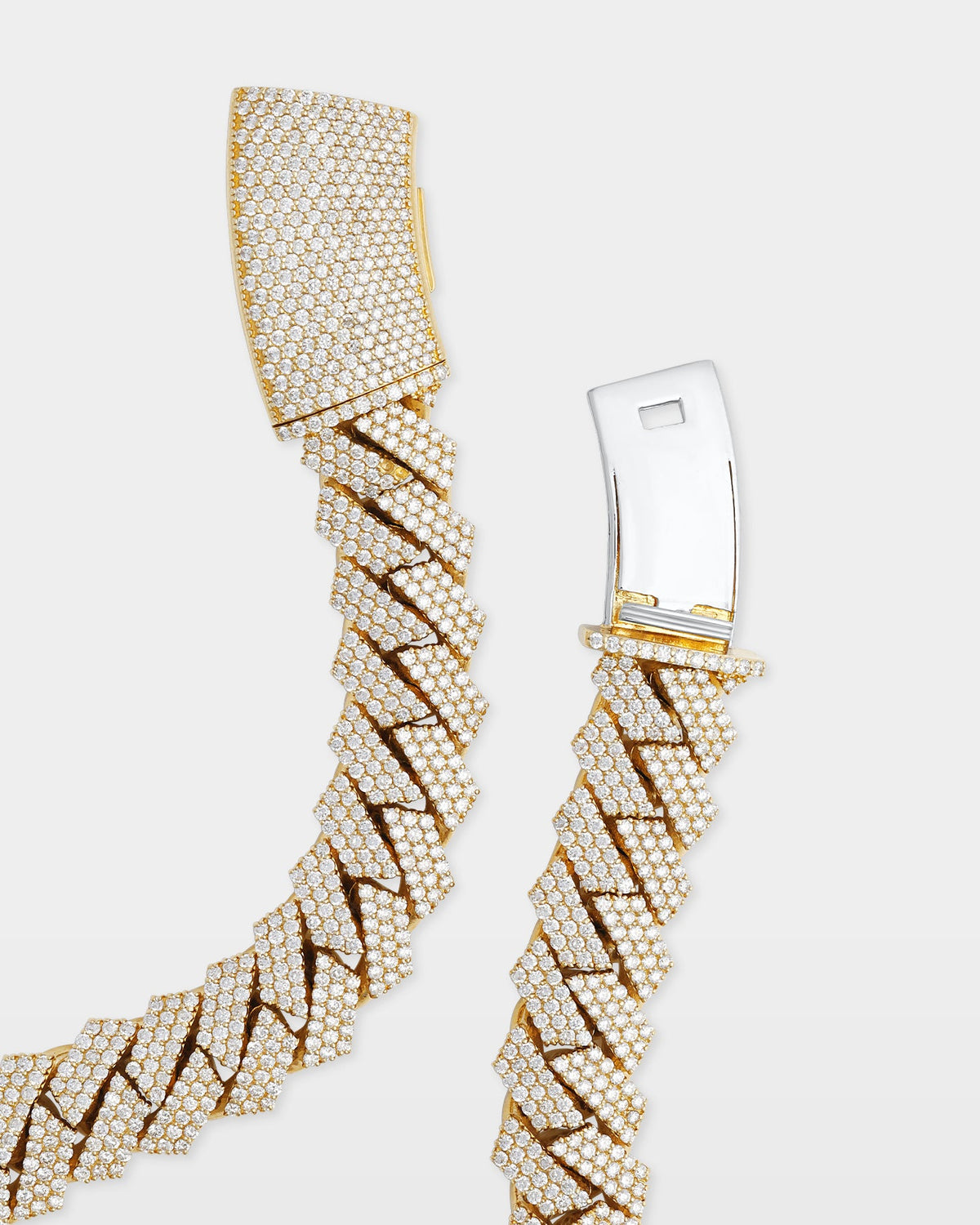Three Row Diamond Cuban Link Chain