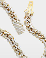 Three Row Diamond Cuban Link Chain