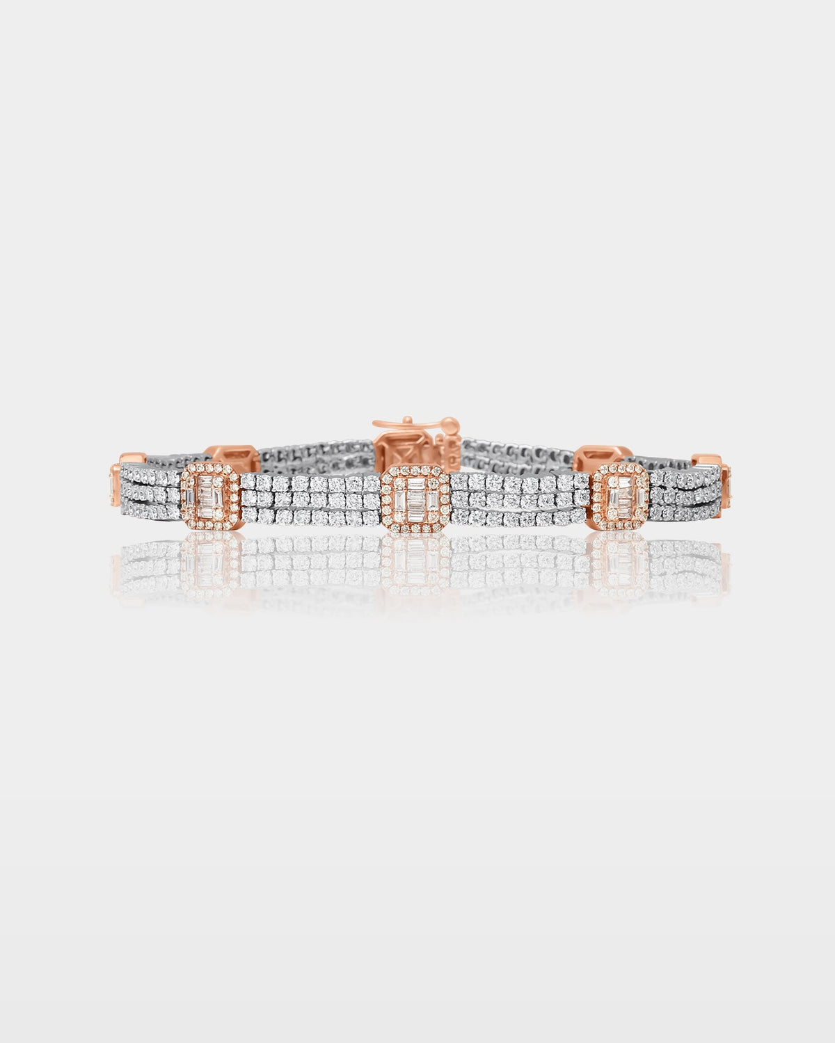 Two-Tone Diamond Halo Link Bracelet