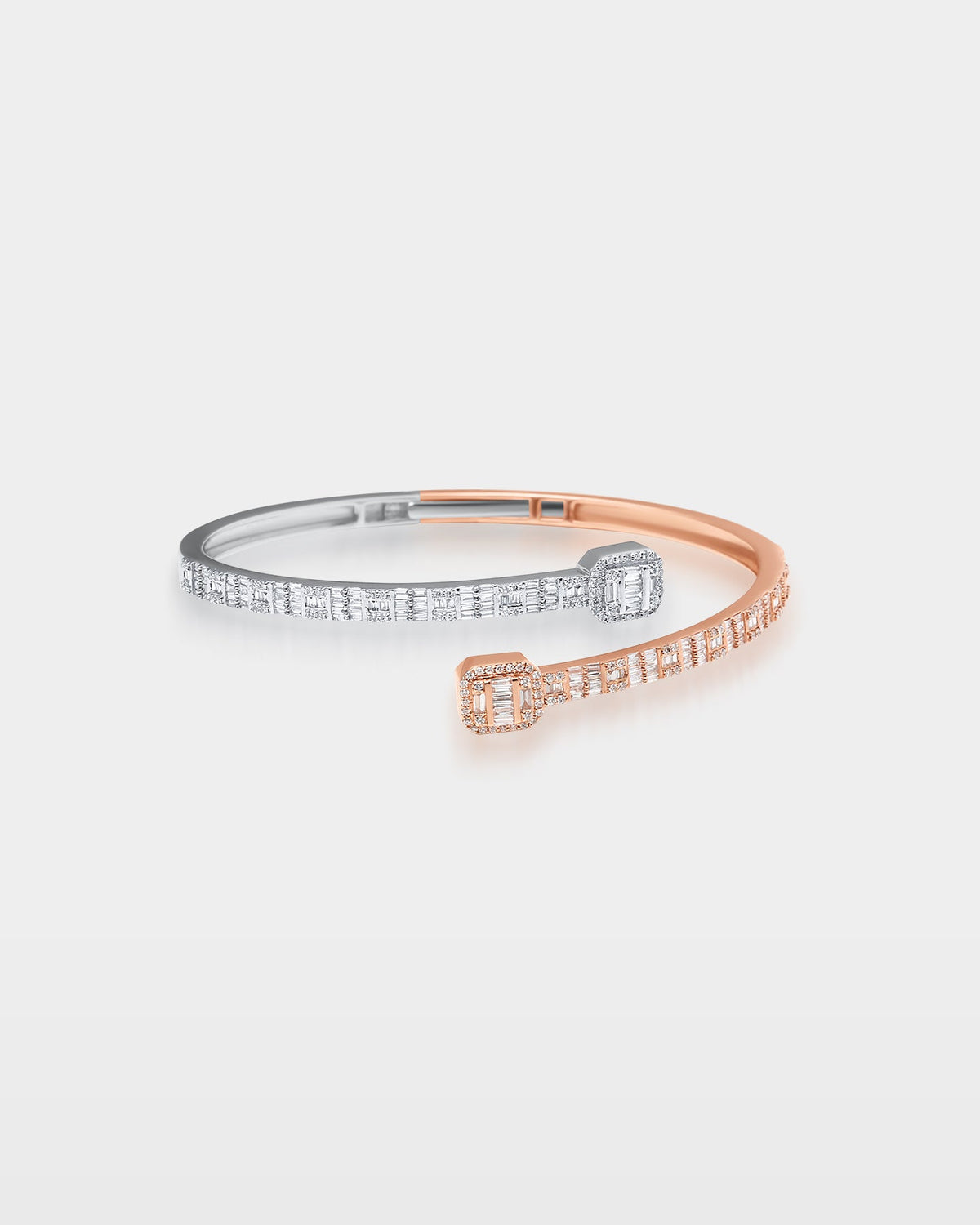 Two-Tone Double Square Diamond Bangle