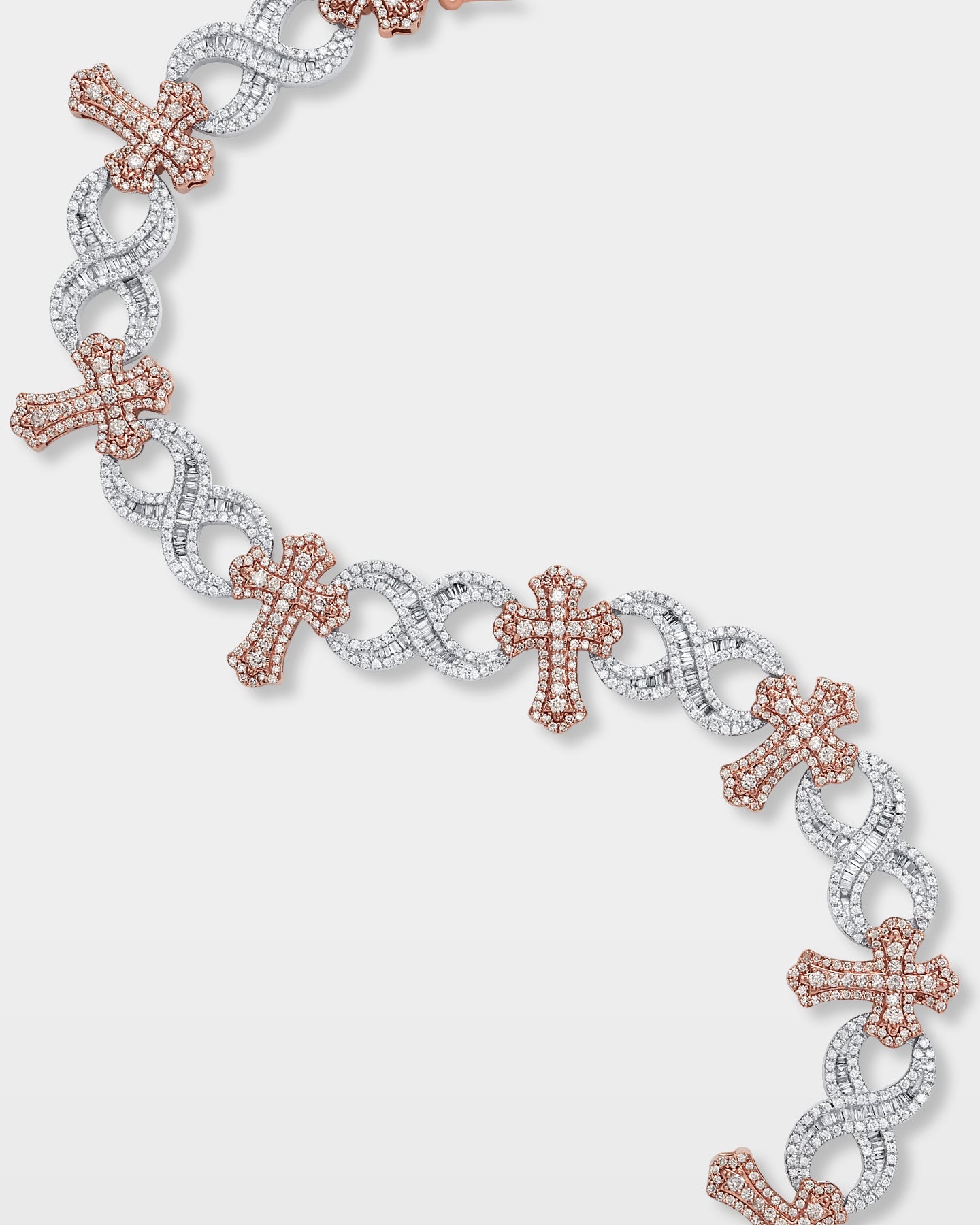 Two-Tone Infinity & Cross Diamond Bracelet