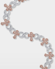 Two-Tone Infinity & Cross Diamond Bracelet