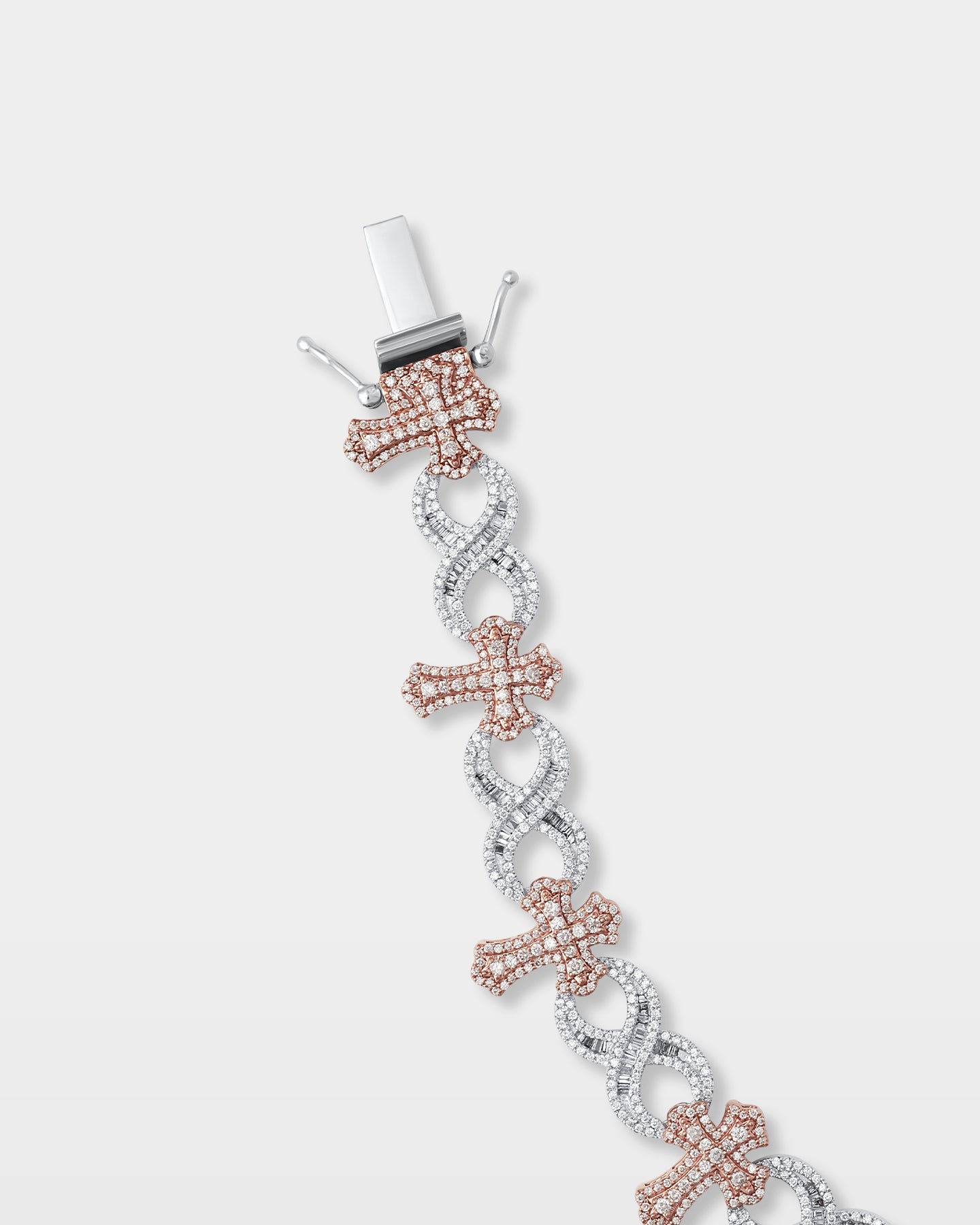 Two-Tone Infinity & Cross Diamond Bracelet