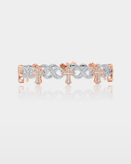 Two-Tone Infinity & Cross Diamond Bracelet