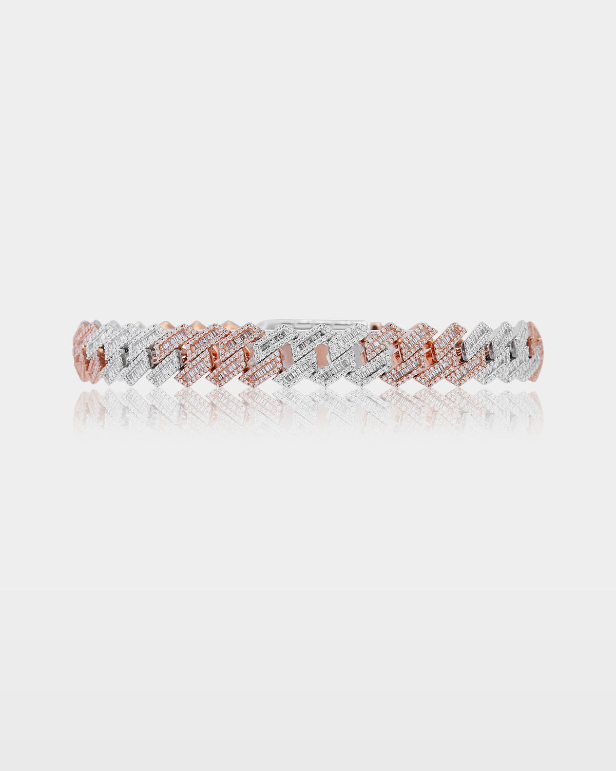 Two-Tone Miami Cuban Link Diamond Bracelet Small