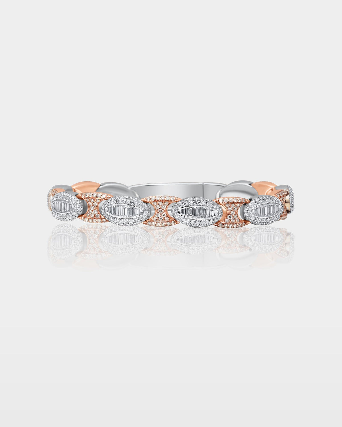 Two-Tone Oval Diamond Link Bracelet