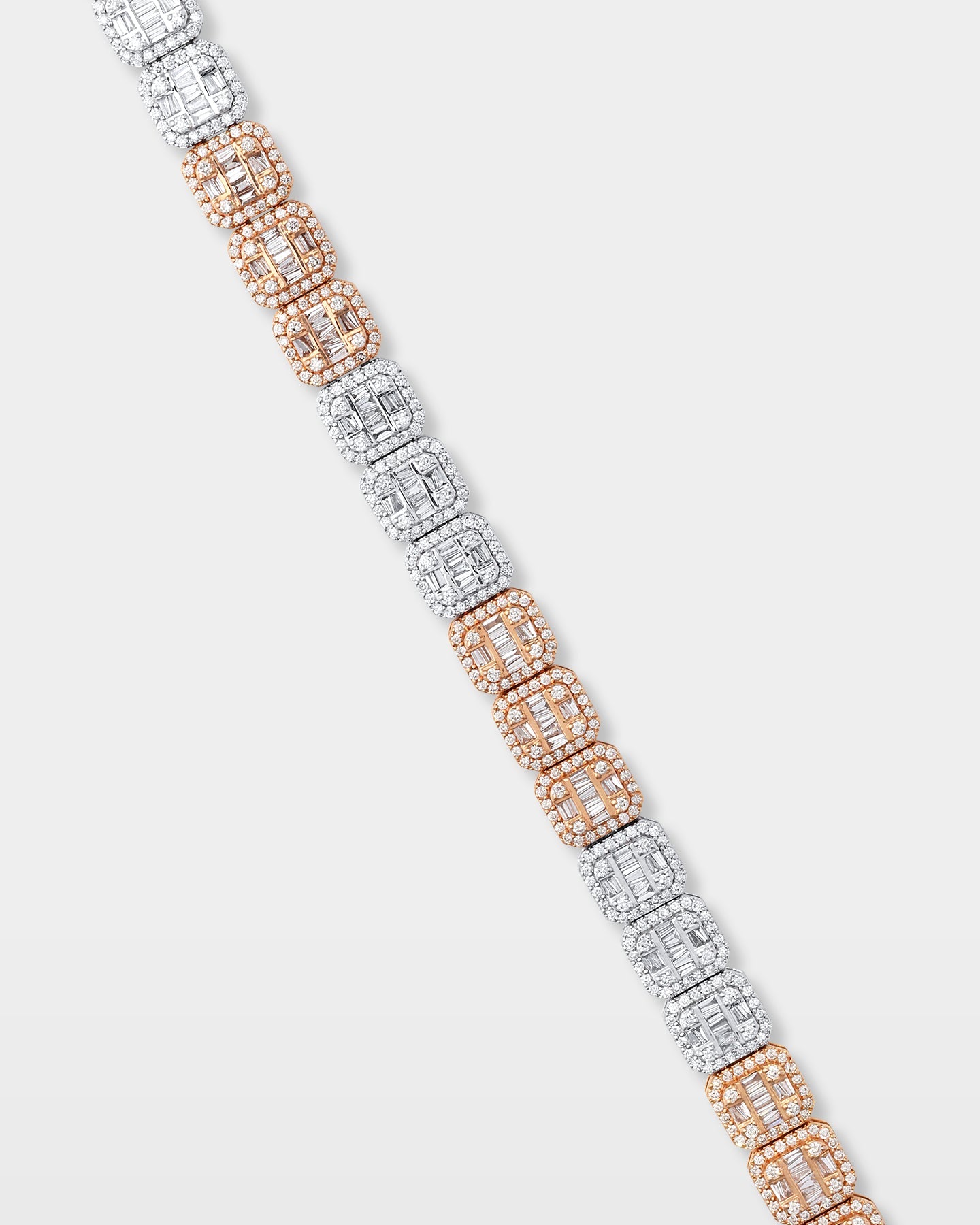 Two-Tone Square-Shaped Diamond Link Bracelet