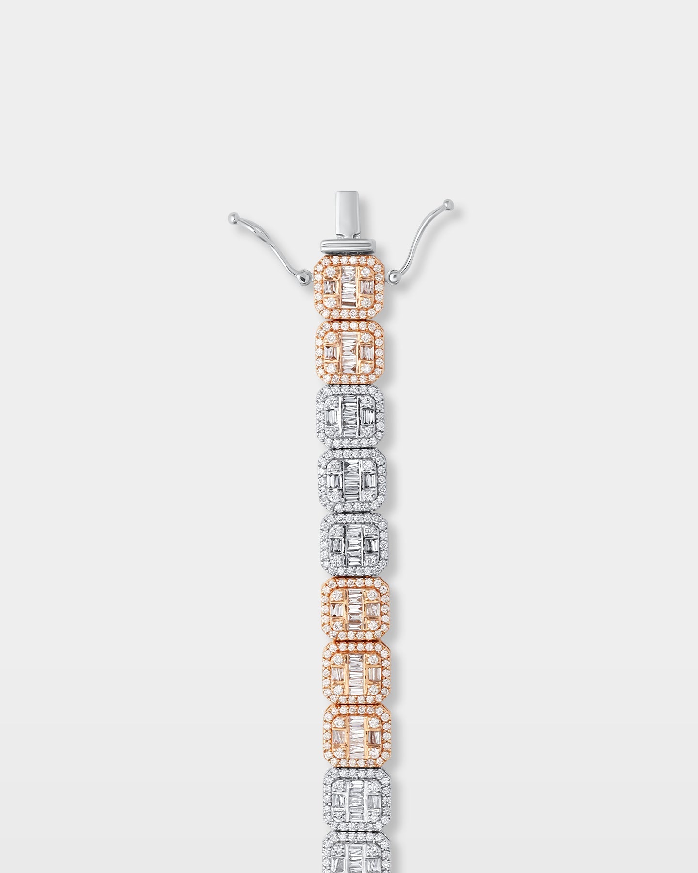 Two-Tone Square-Shaped Diamond Link Bracelet