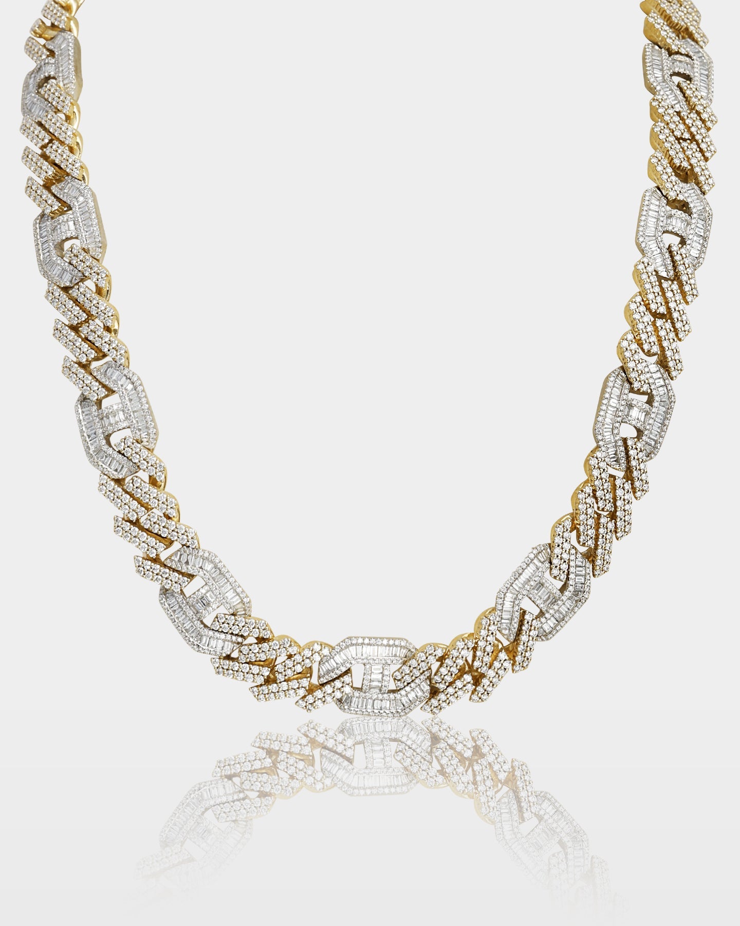 Two Tone Cuban Gucci Link Diamond Necklace