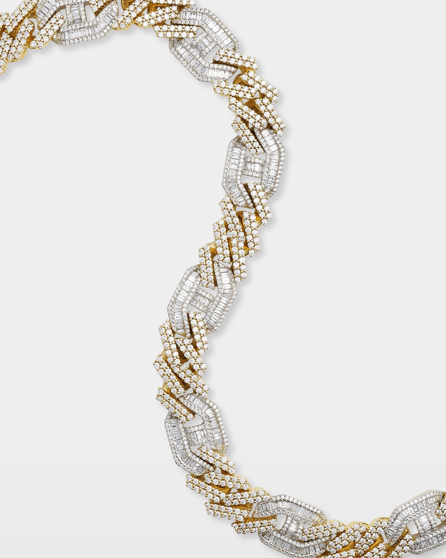 Two Tone Cuban Gucci Link Diamond Necklace