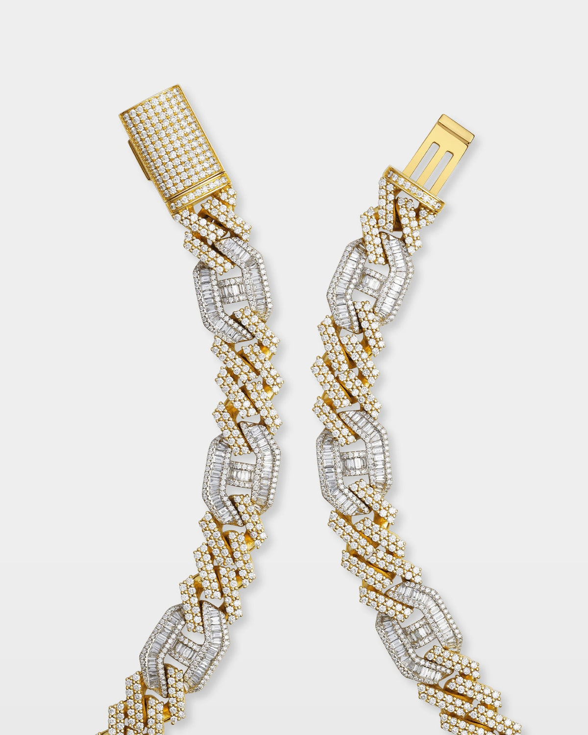 Two Tone Cuban Gucci Link Diamond Necklace