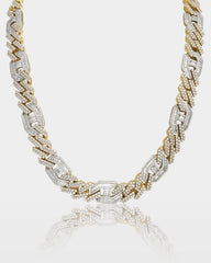 Two Tone Cuban Gucci Link Diamond Necklace