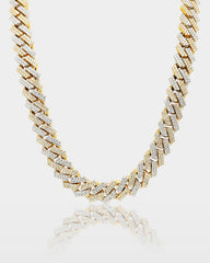 Two Tone Double Row Diamond Cuban Link Chain