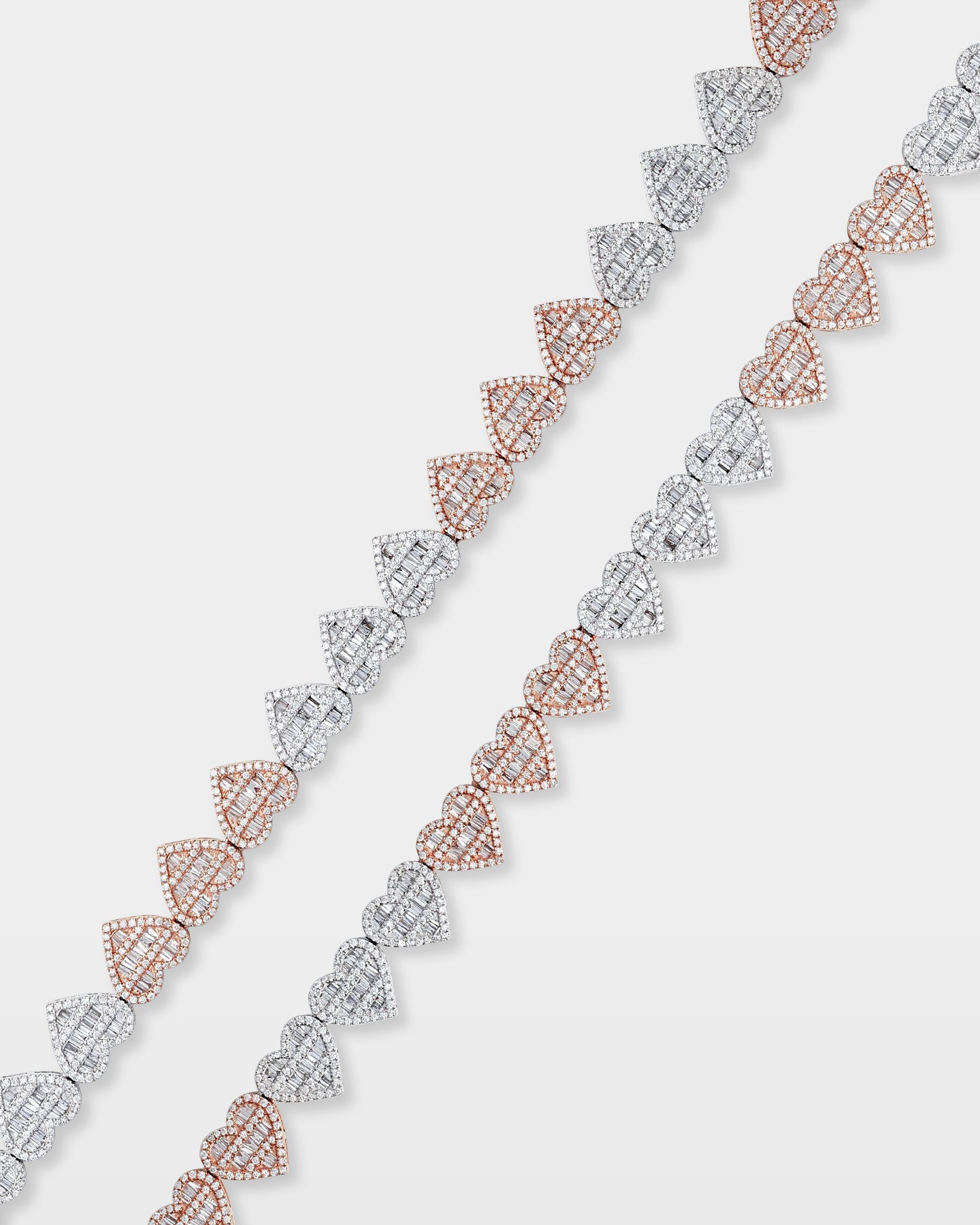 Two Tone Heart Diamond Tennis Necklace