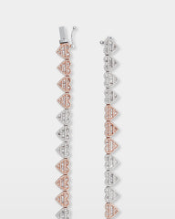 Two Tone Heart Diamond Tennis Necklace