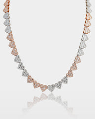 Two Tone Heart Diamond Tennis Necklace