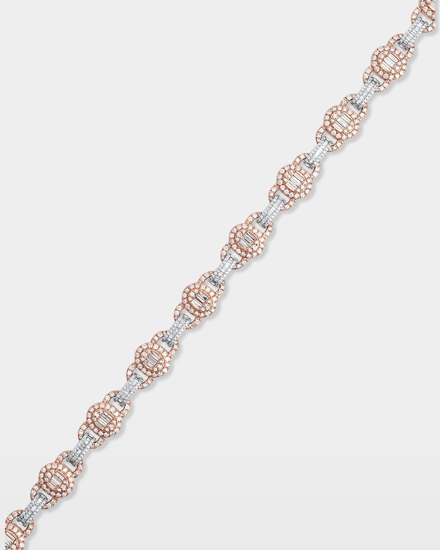 Two Tone Oval Link Diamond Chain