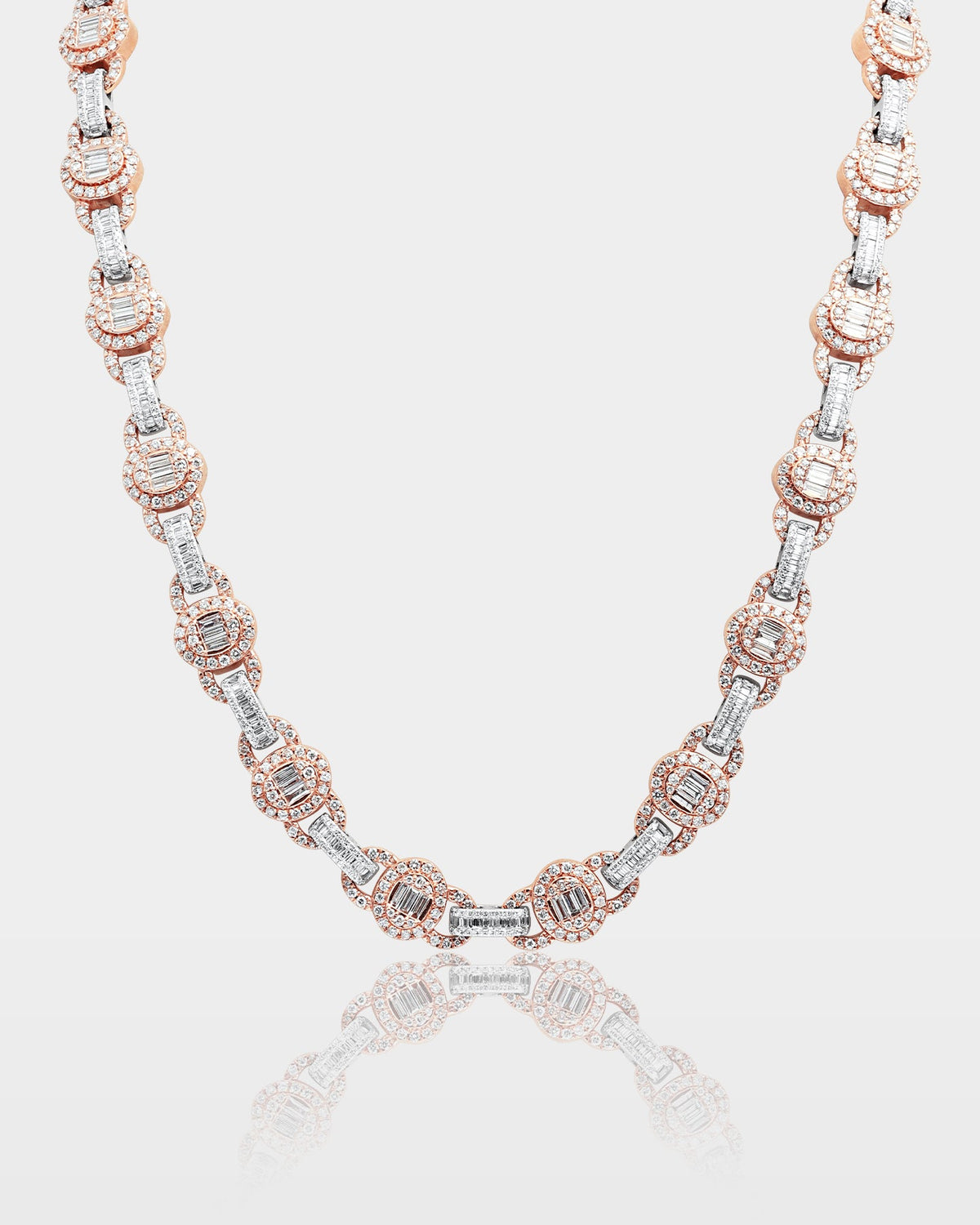 Two Tone Oval Link Diamond Chain