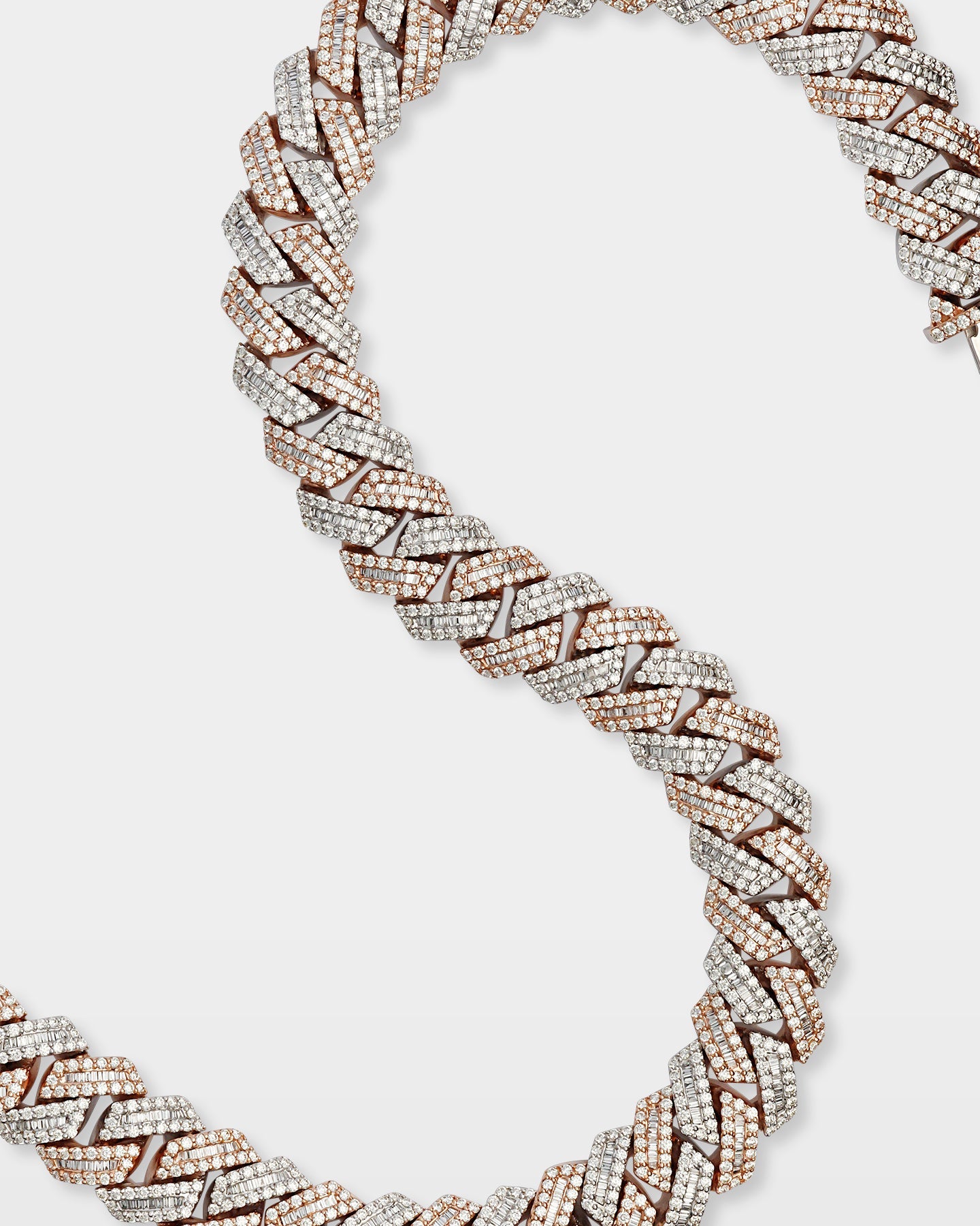 Two Tone Trapezoid Diamond Cuban Link Chain