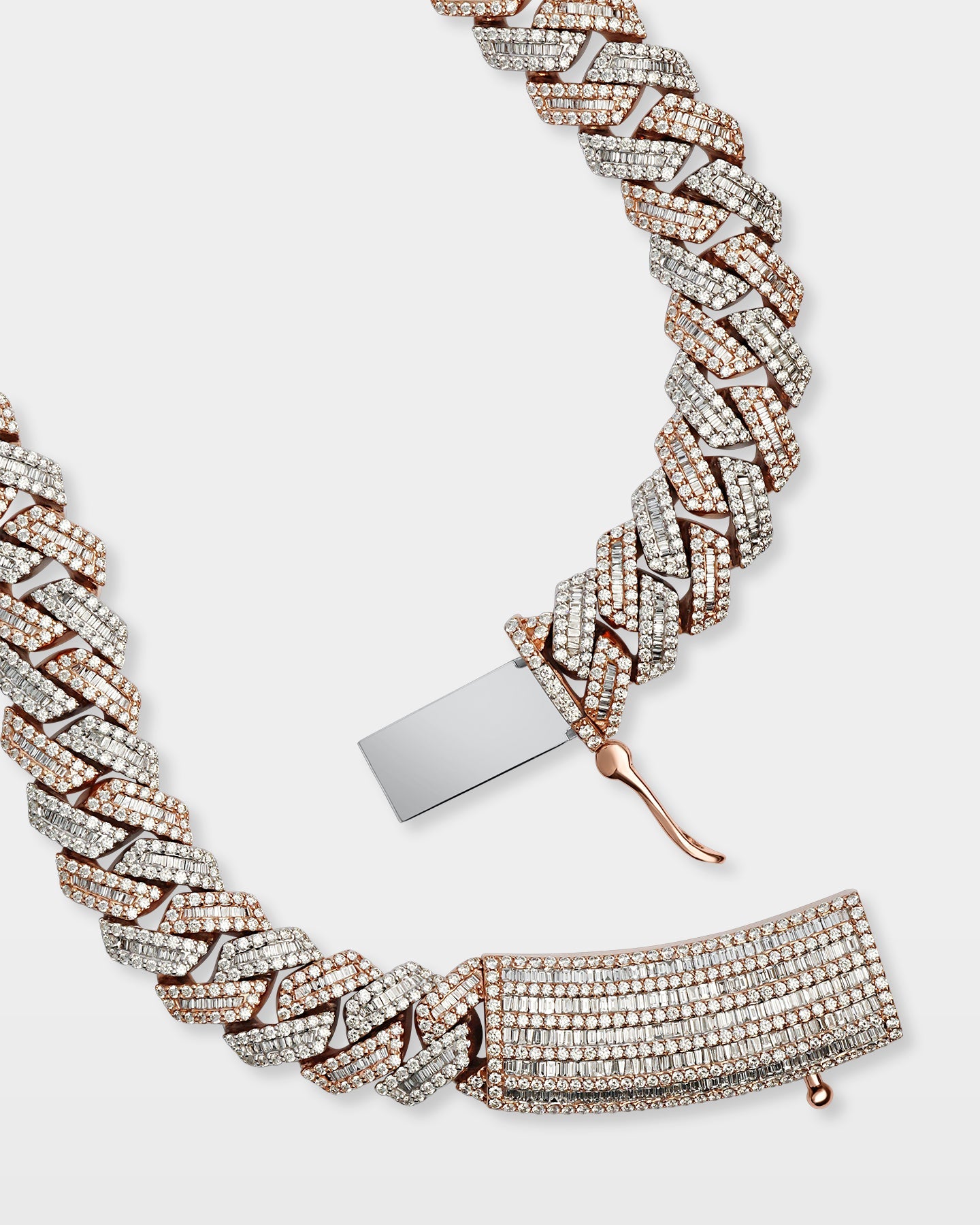 Two Tone Trapezoid Diamond Cuban Link Chain