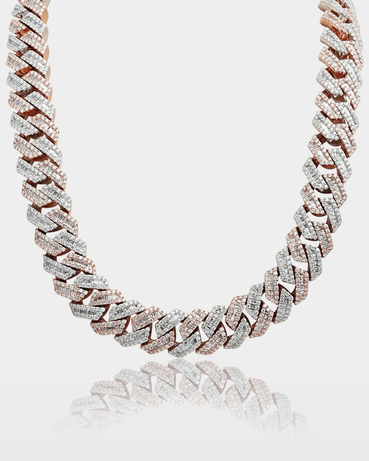 Two Tone Trapezoid Diamond Cuban Link Chain