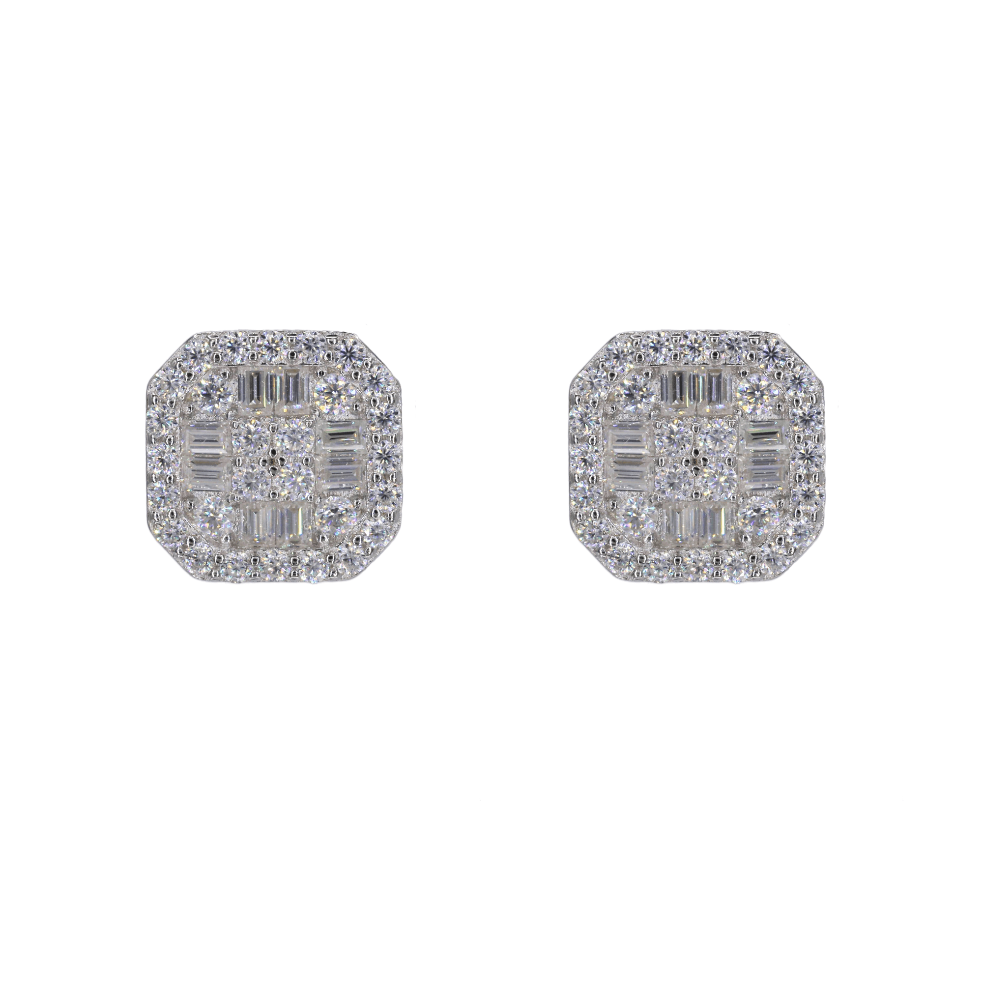 Baguette Round Square VVS Moissanite Daimond Earrings