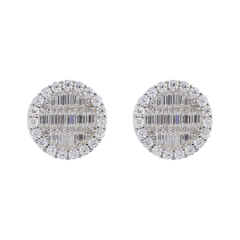 Round Baguette Infill VVS Moissanite Daimond Earrings