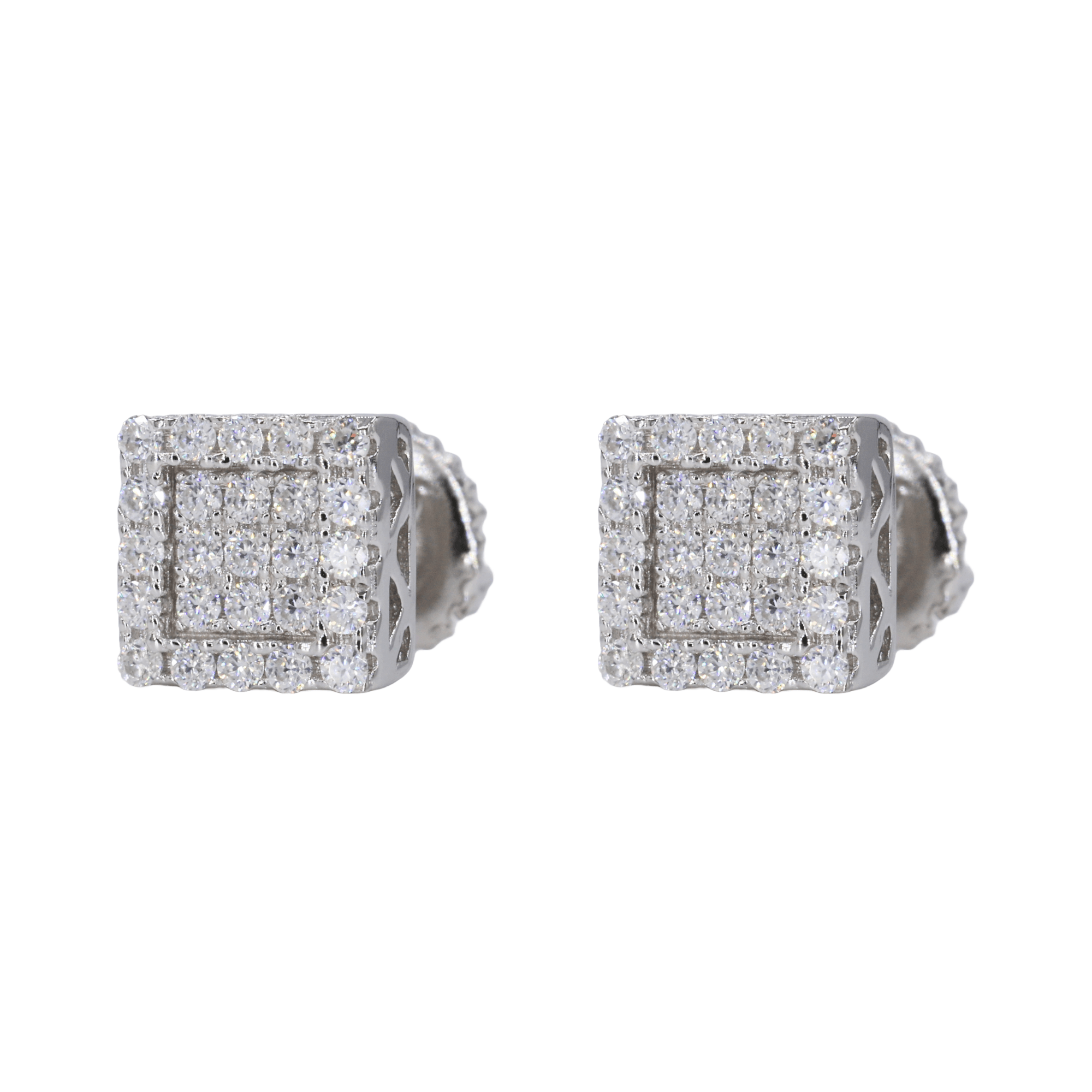 Square In-Step Iced VVS Moissanite Daimond Earrings