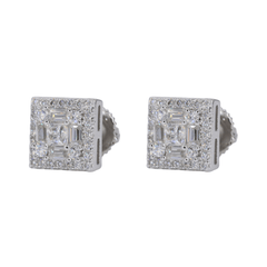 Square Multi Stone Iced VVS Moissanite Daimond Earrings