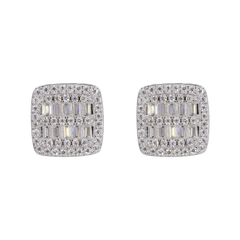 Square Baguette Infill VVS Moissanite Daimond Earrings