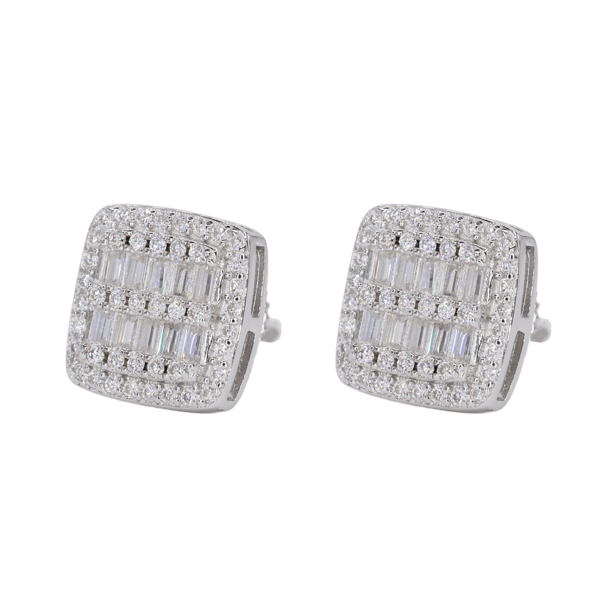 Square Baguette Infill VVS Moissanite Daimond Earrings