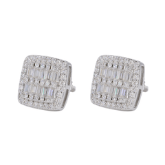 Square Baguette Infill VVS Moissanite Daimond Earrings