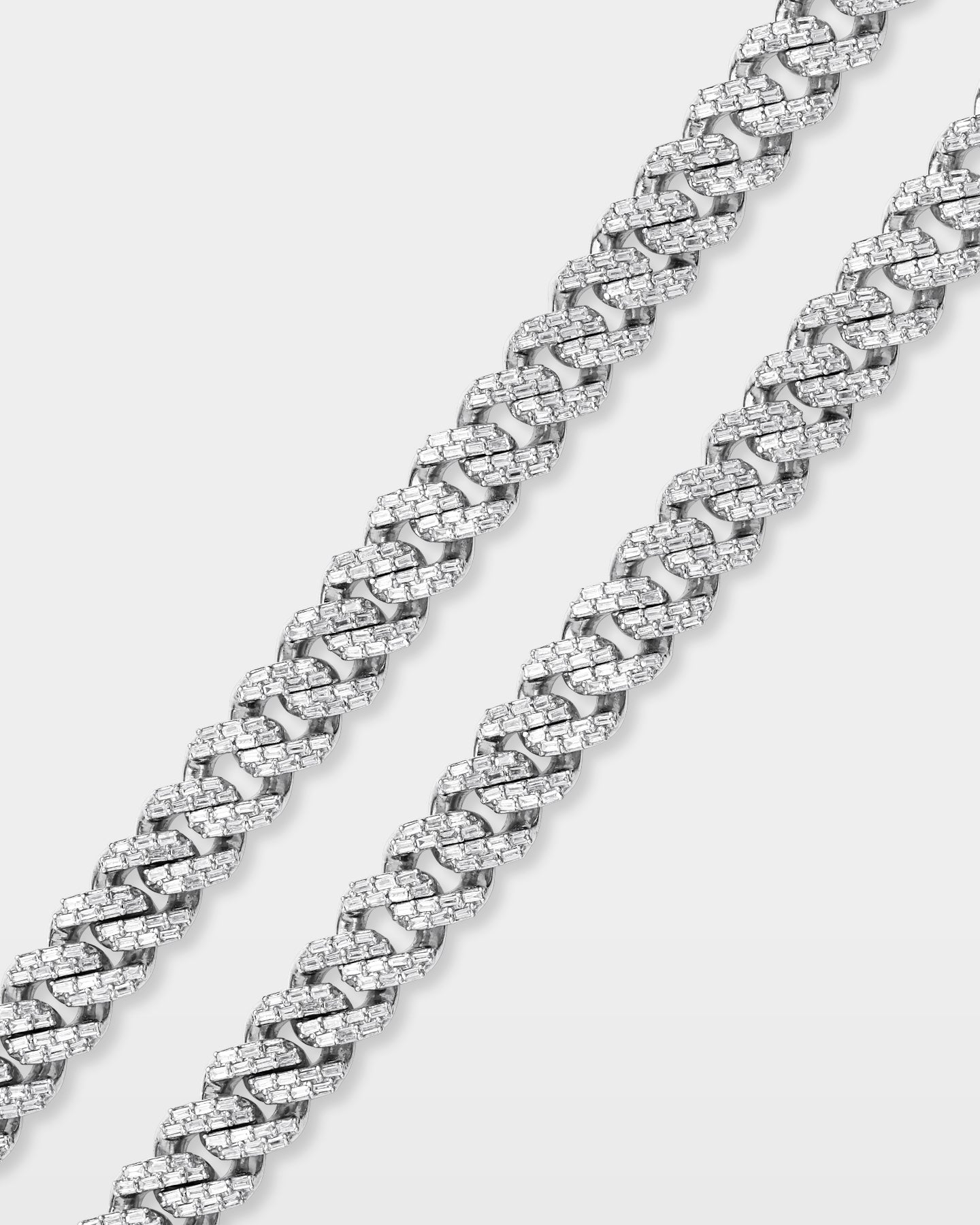 Two Row Baguette Diamond Miami Cuban Link Chain
