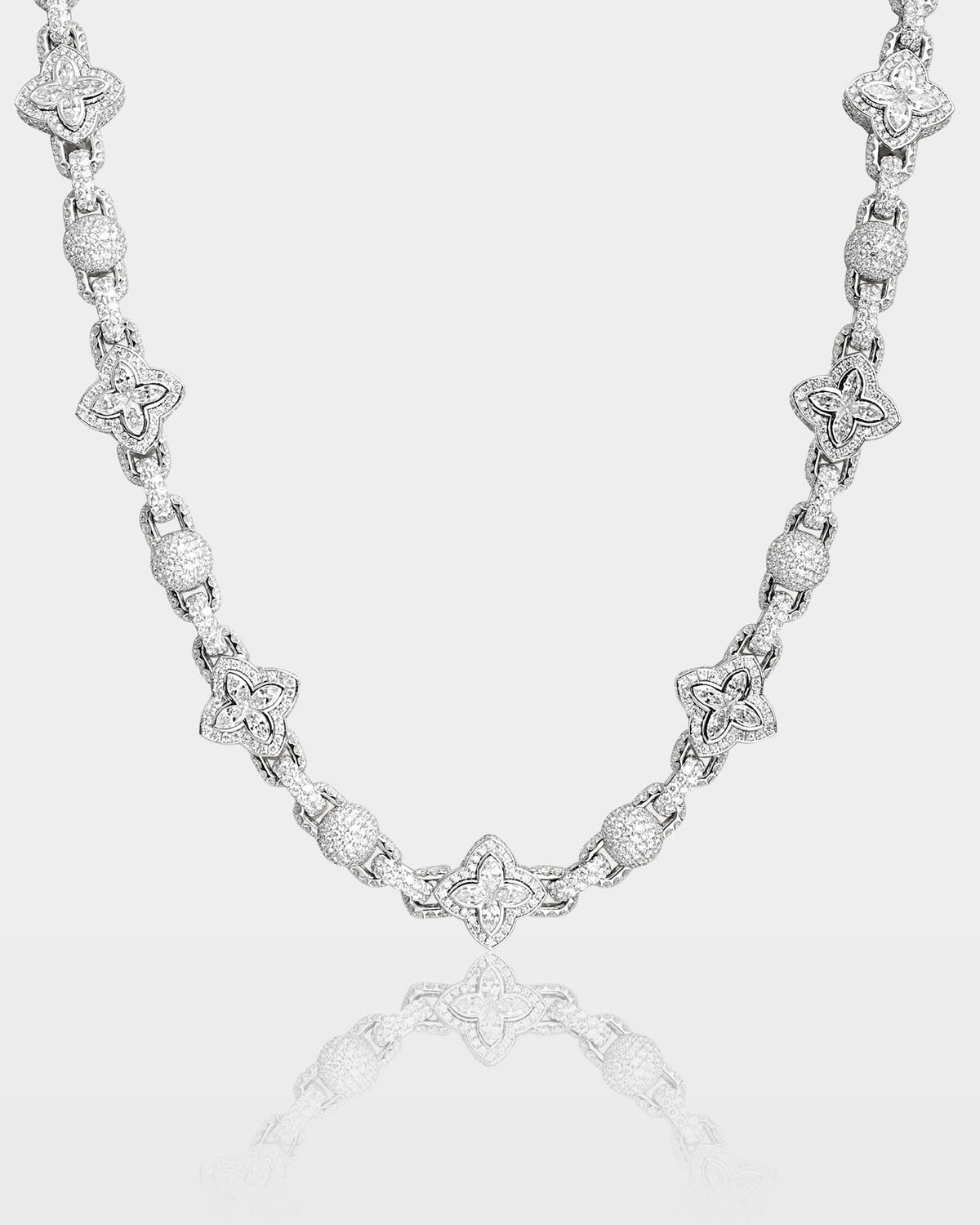 Clover & Ball Diamond Link Chain
