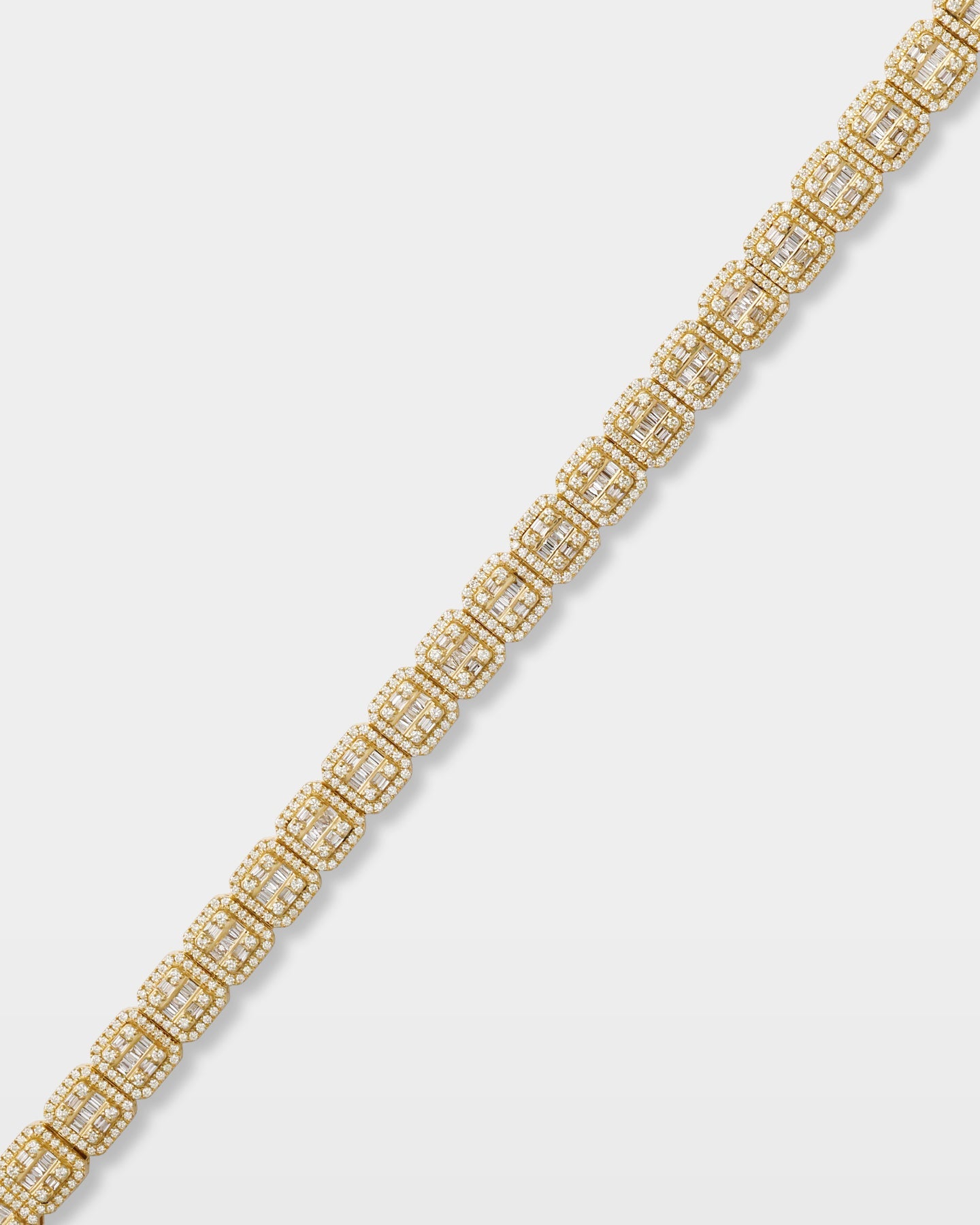 Gold Square Diamond Link Bracelet