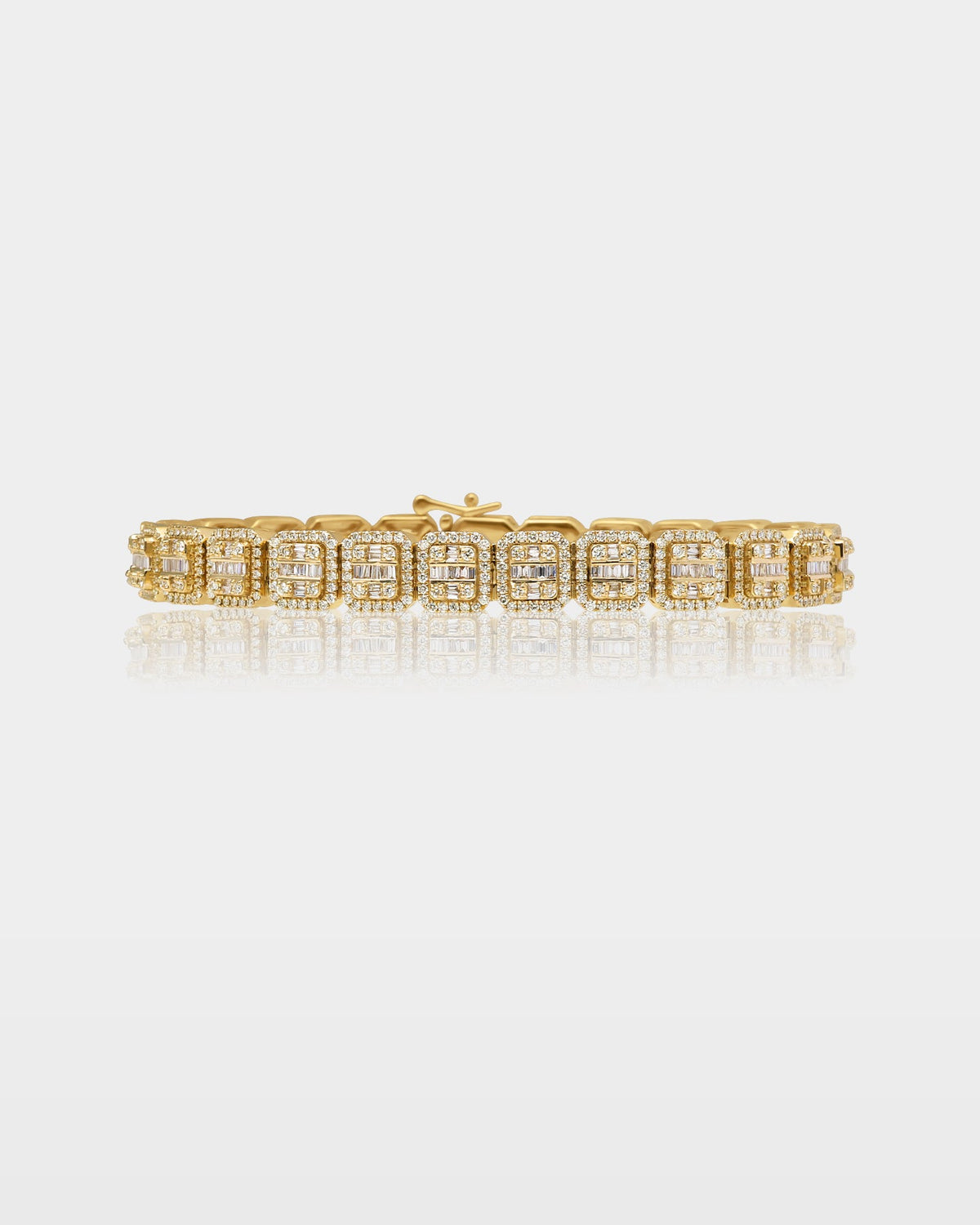Gold Square Diamond Link Bracelet