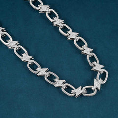 14MM Moissanite Bolt Link Chain 14k Gold